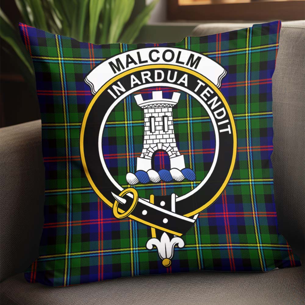 Malcolm Tartan Pillow Cover with Family Crest - Tartanvibesclothing