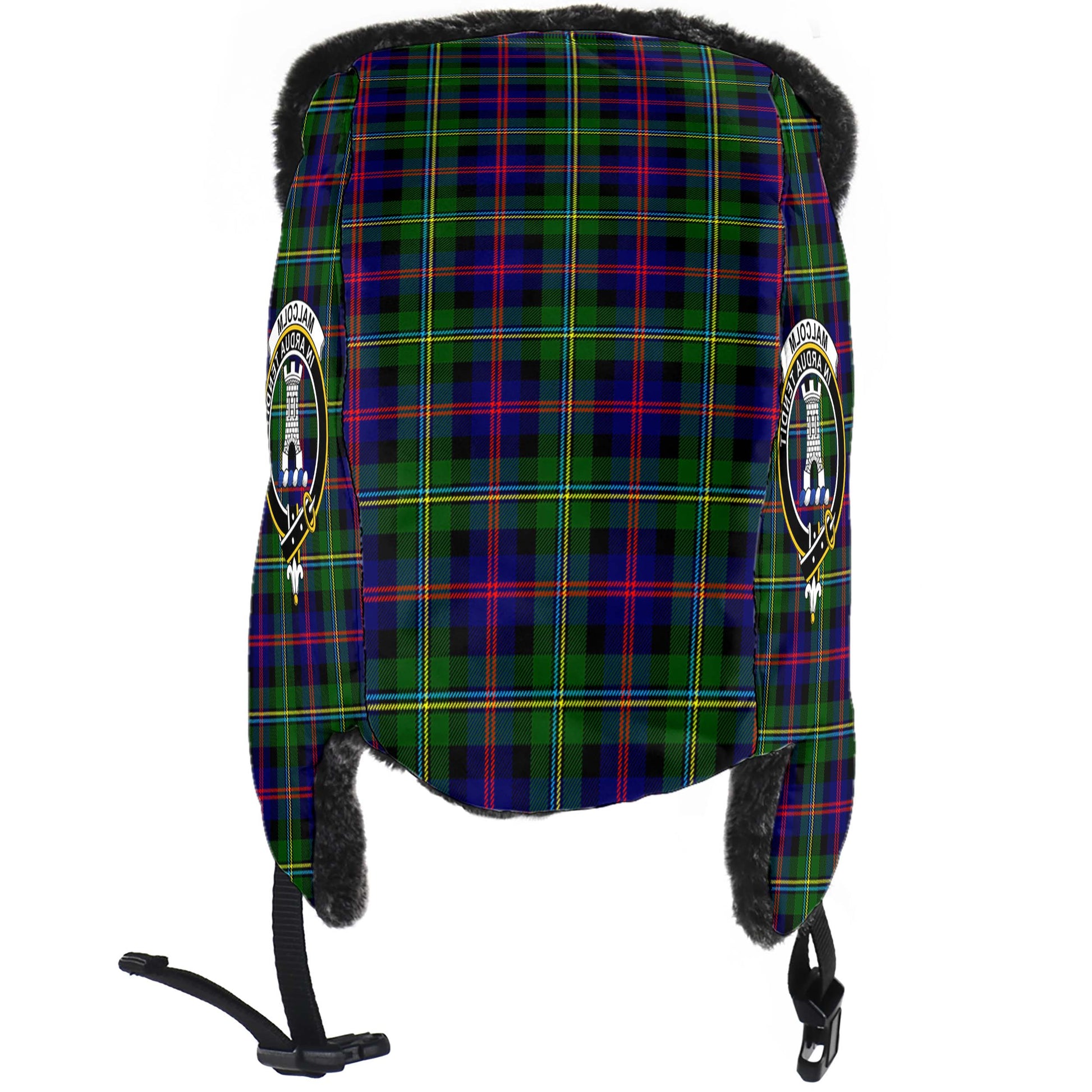 Malcolm Tartan Winter Trapper Hat with Family Crest - Tartanvibesclothing