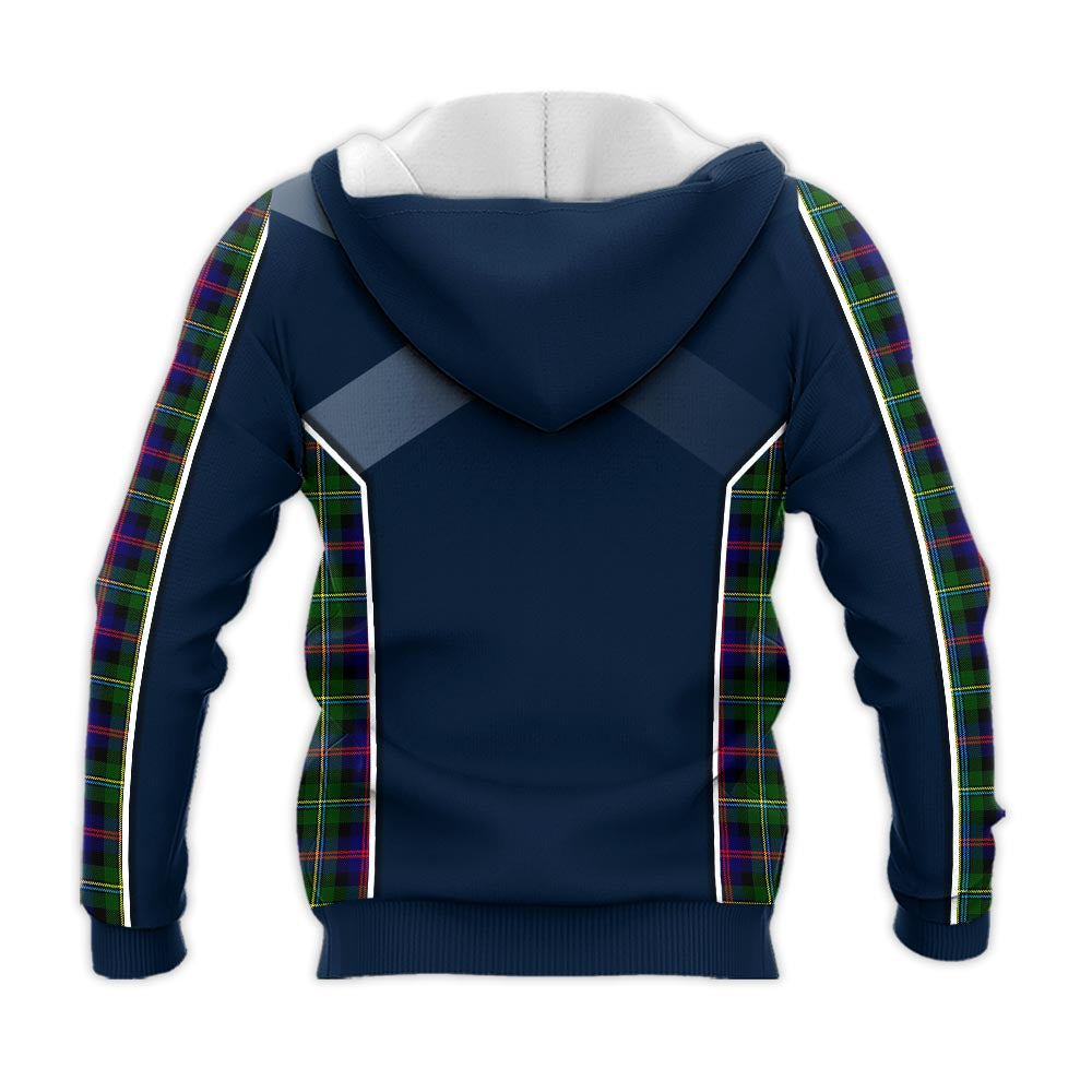 Tartan Vibes Clothing Malcolm Tartan Knitted Hoodie with Family Crest and Scottish Thistle Vibes Sport Style