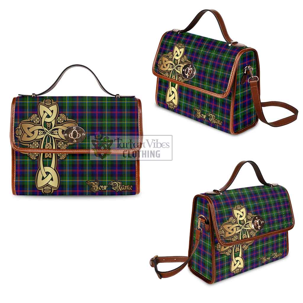 Tartan Vibes Clothing Malcolm Tartan Waterproof Canvas Bag Golden Thistle Celtic Cross Style