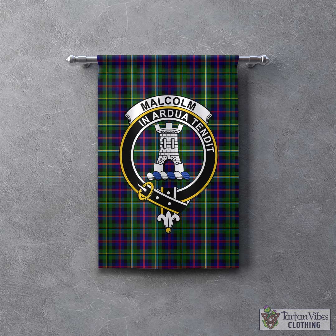 Tartan Vibes Clothing Malcolm Tartan Gonfalon, Tartan Banner with Family Crest