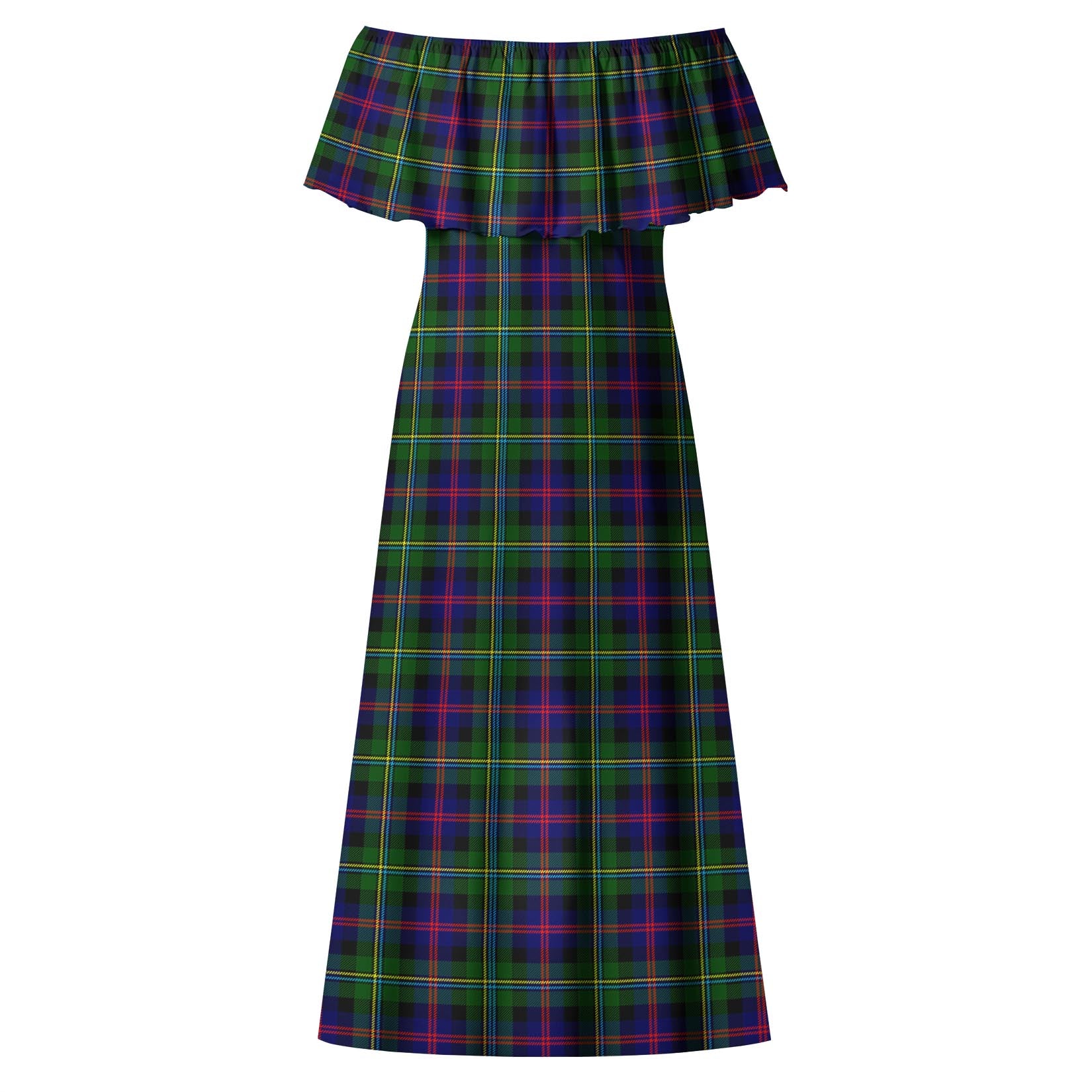 Malcolm Tartan Off Shoulder Long Dress - Tartanvibesclothing