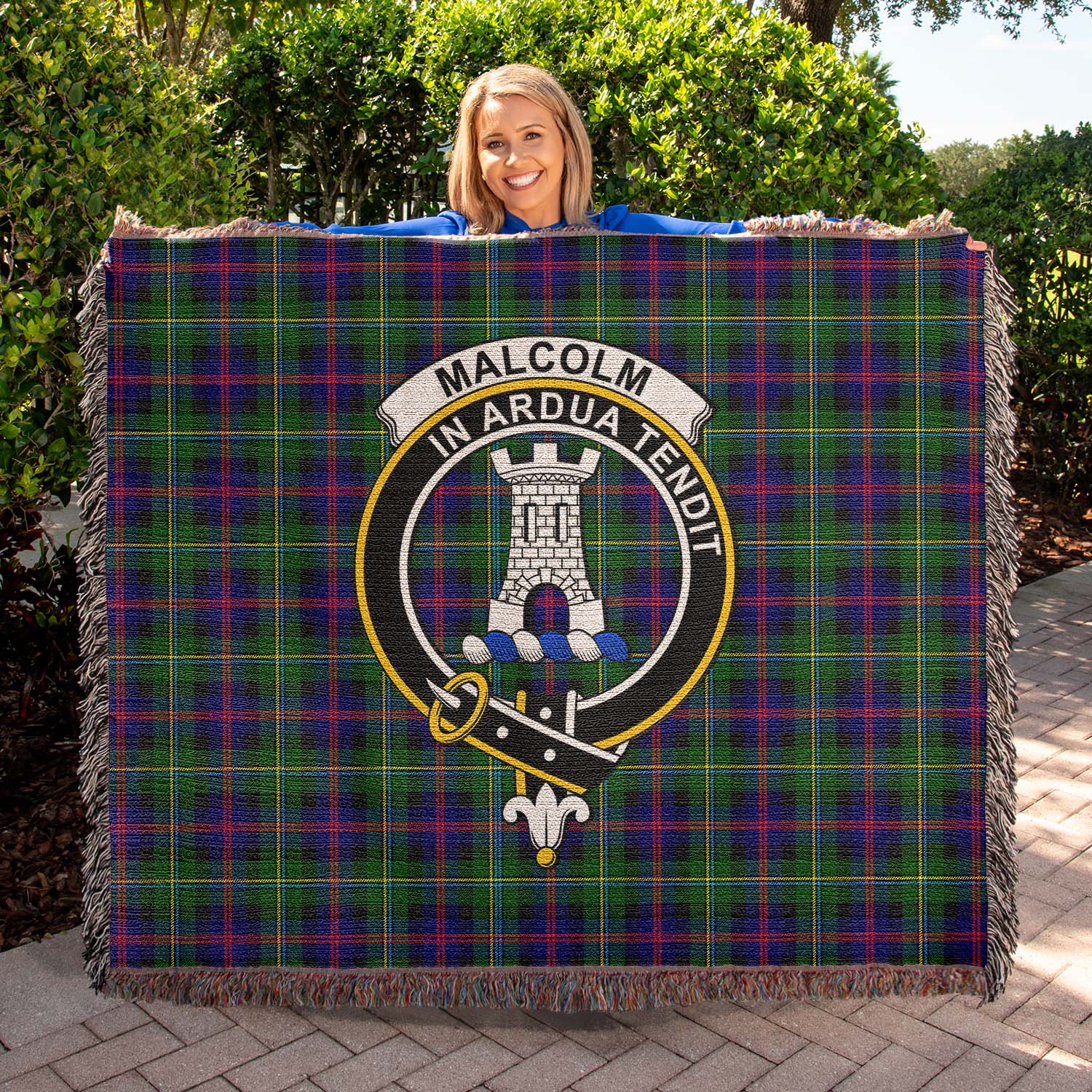 Tartan Vibes Clothing Malcolm Tartan Woven Blanket with Family Crest