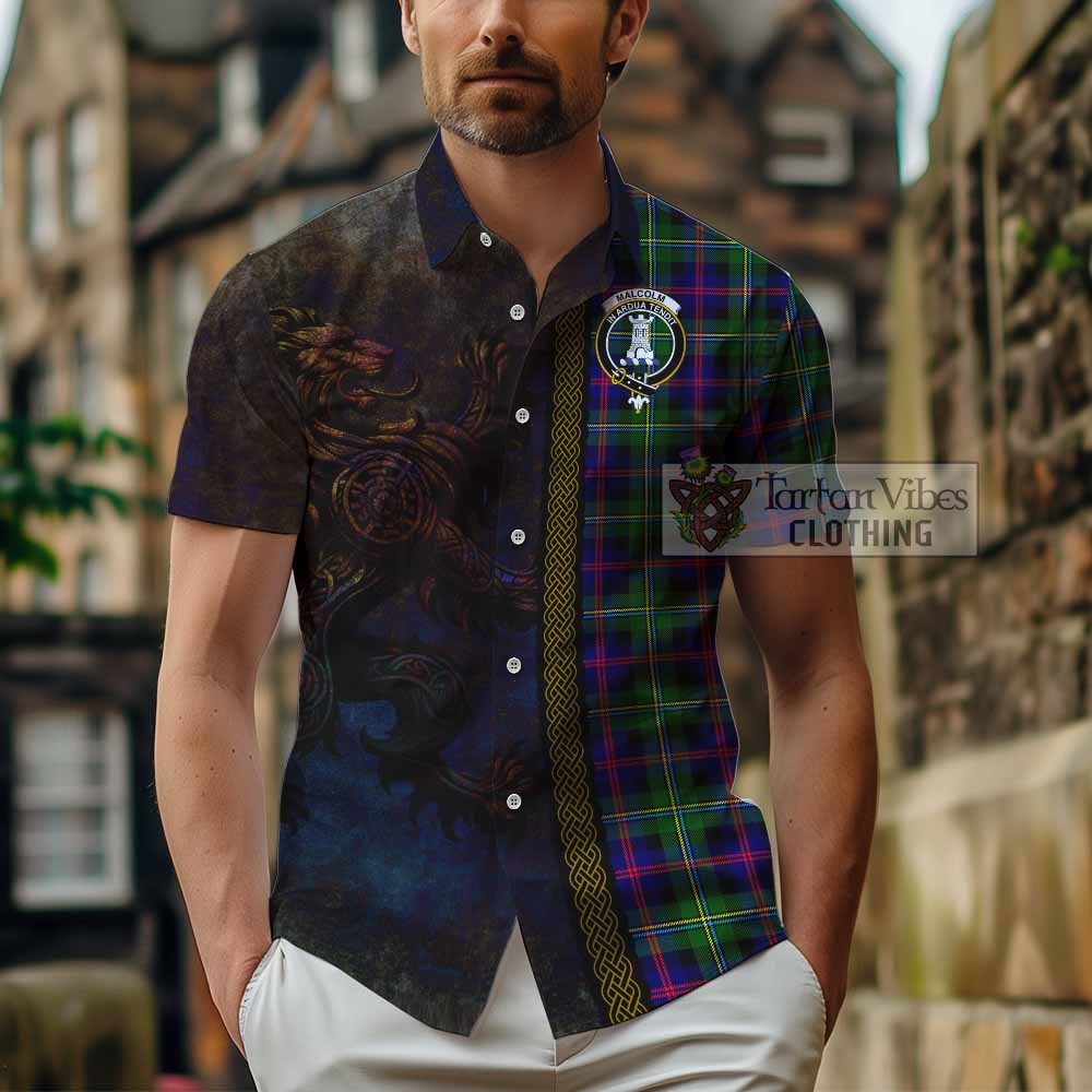 Malcolm Tartan Family Crest Hawaiian Shirt Alba Gu Brath Be Brave Lion Ancient Style - Tartan Vibes Clothing