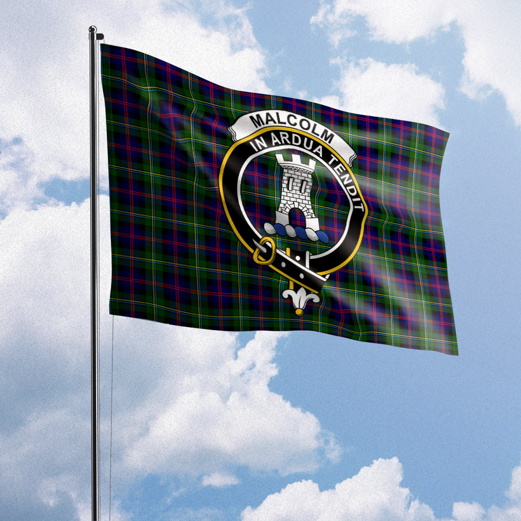 malcolm-tartan-flag-with-family-crest