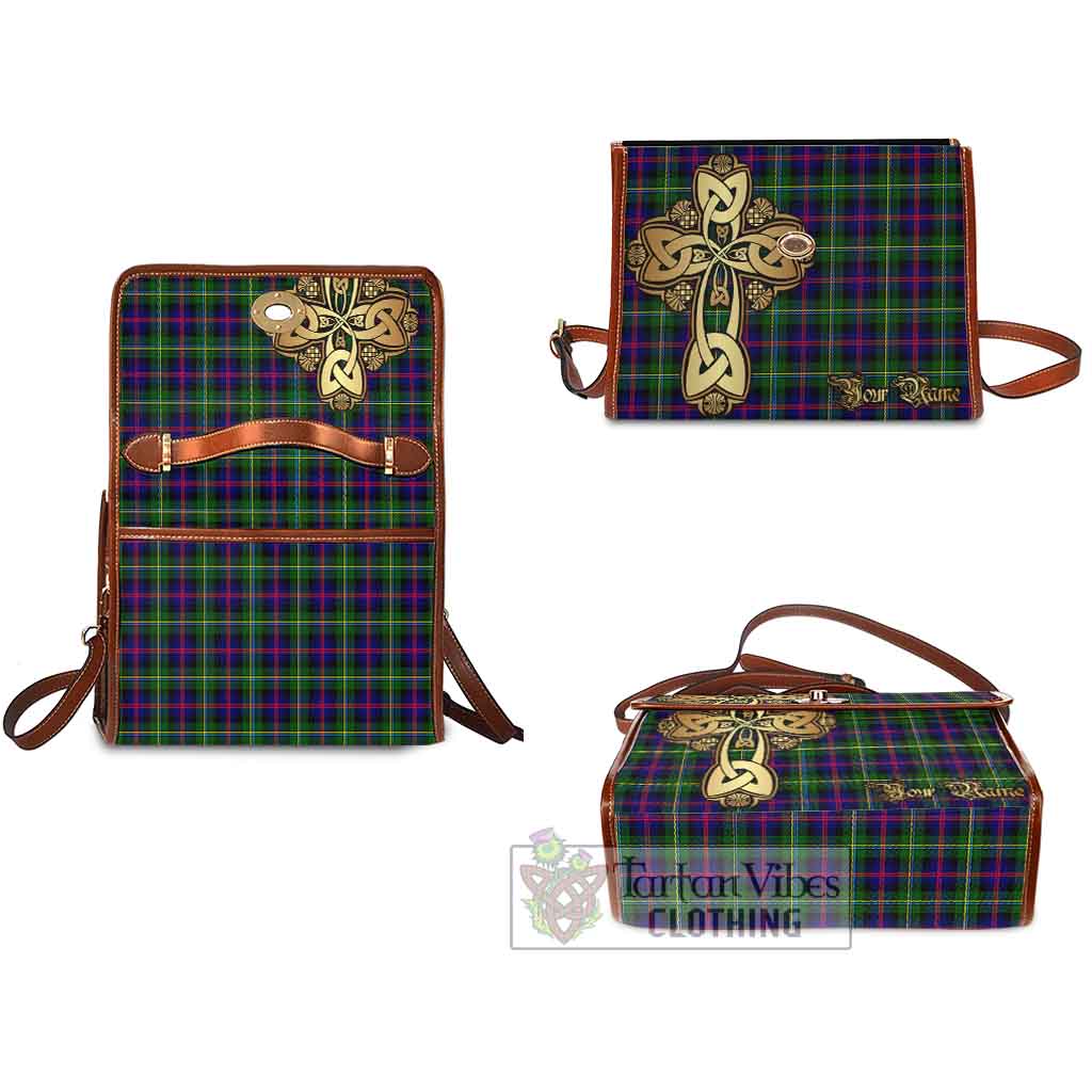 Tartan Vibes Clothing Malcolm Tartan Waterproof Canvas Bag Golden Thistle Celtic Cross Style