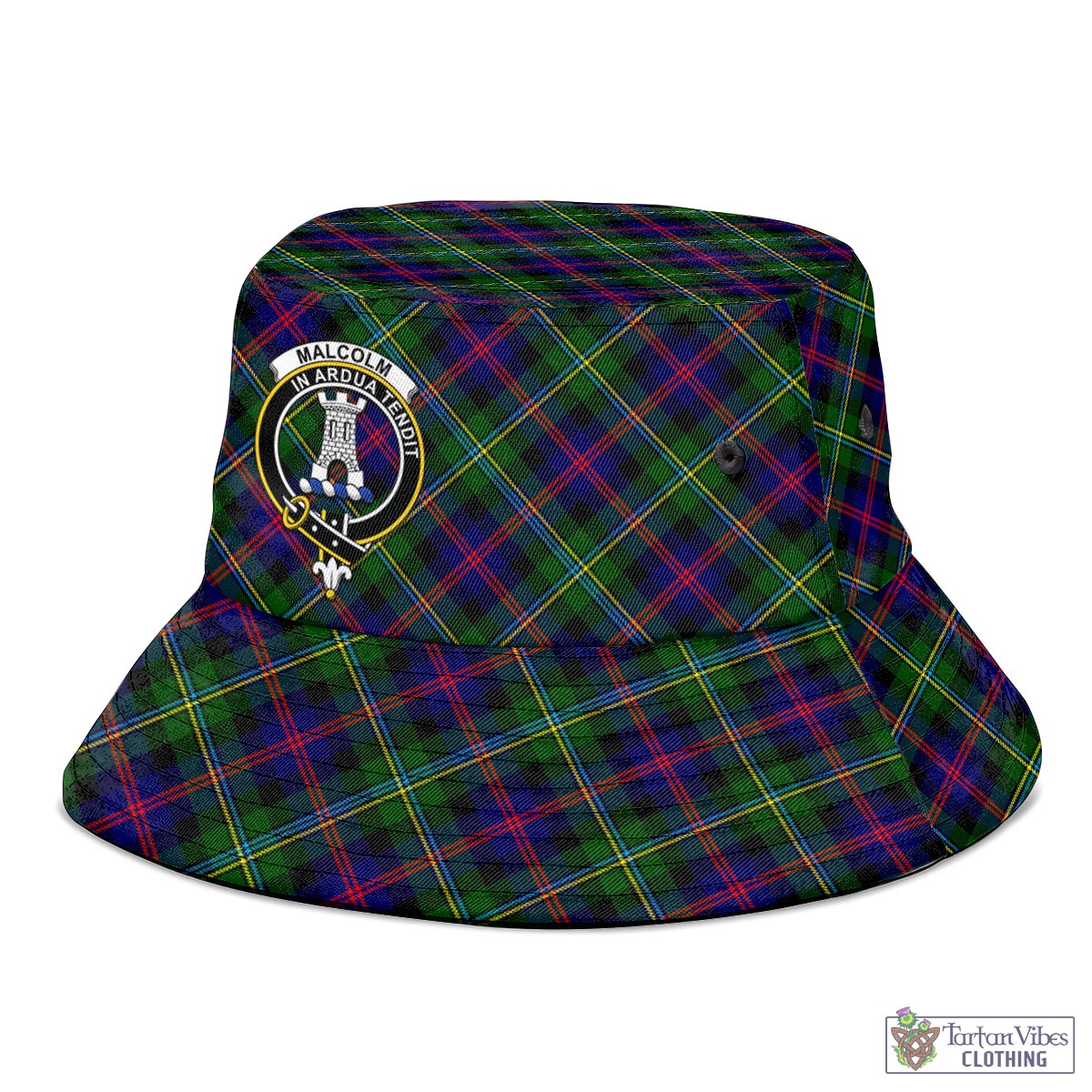 Tartan Vibes Clothing Malcolm Tartan Bucket Hat with Family Crest