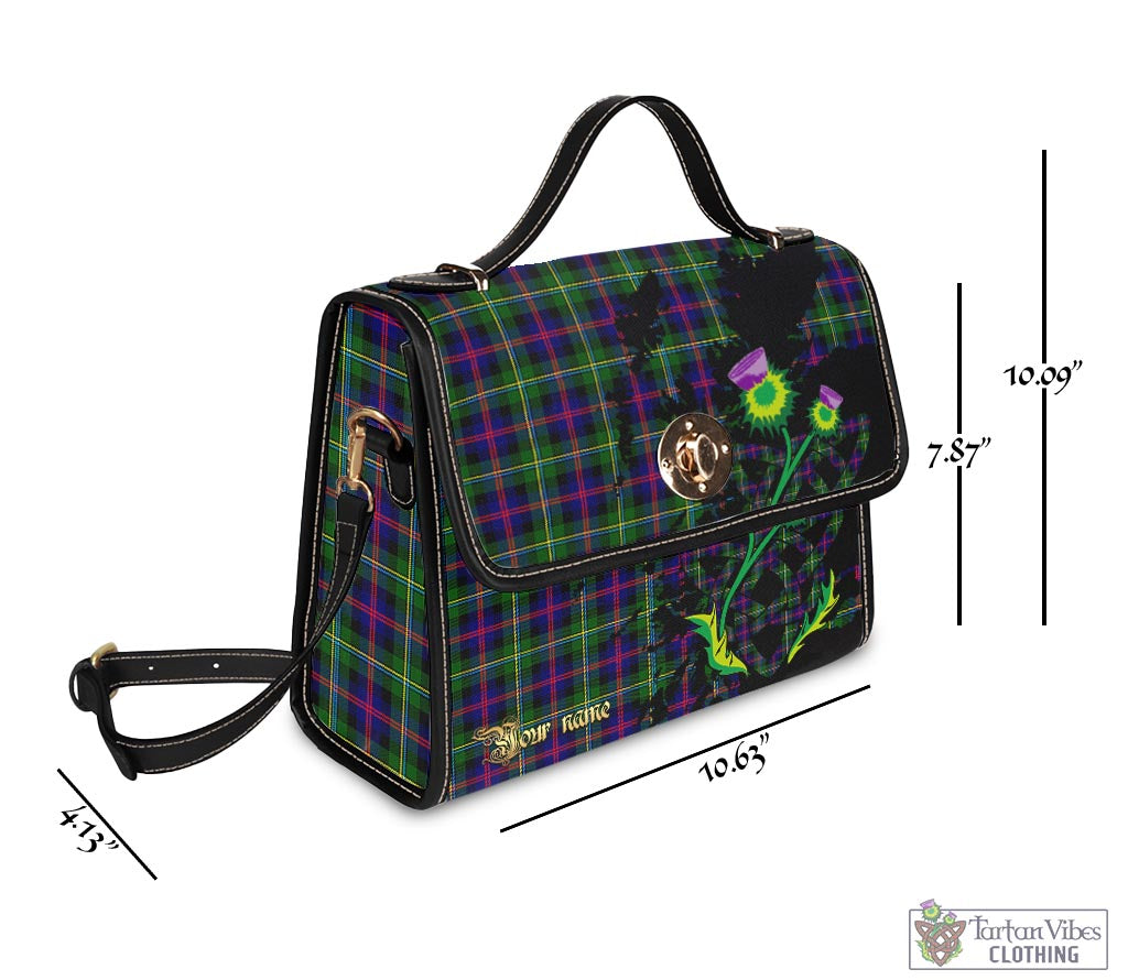 Tartan Vibes Clothing Malcolm Tartan Waterproof Canvas Bag with Scotland Map and Thistle Celtic Accents