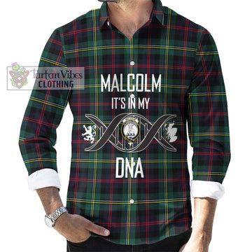 Malcolm Modern Tartan Long Sleeve Button Shirt with Family Crest DNA In Me Style