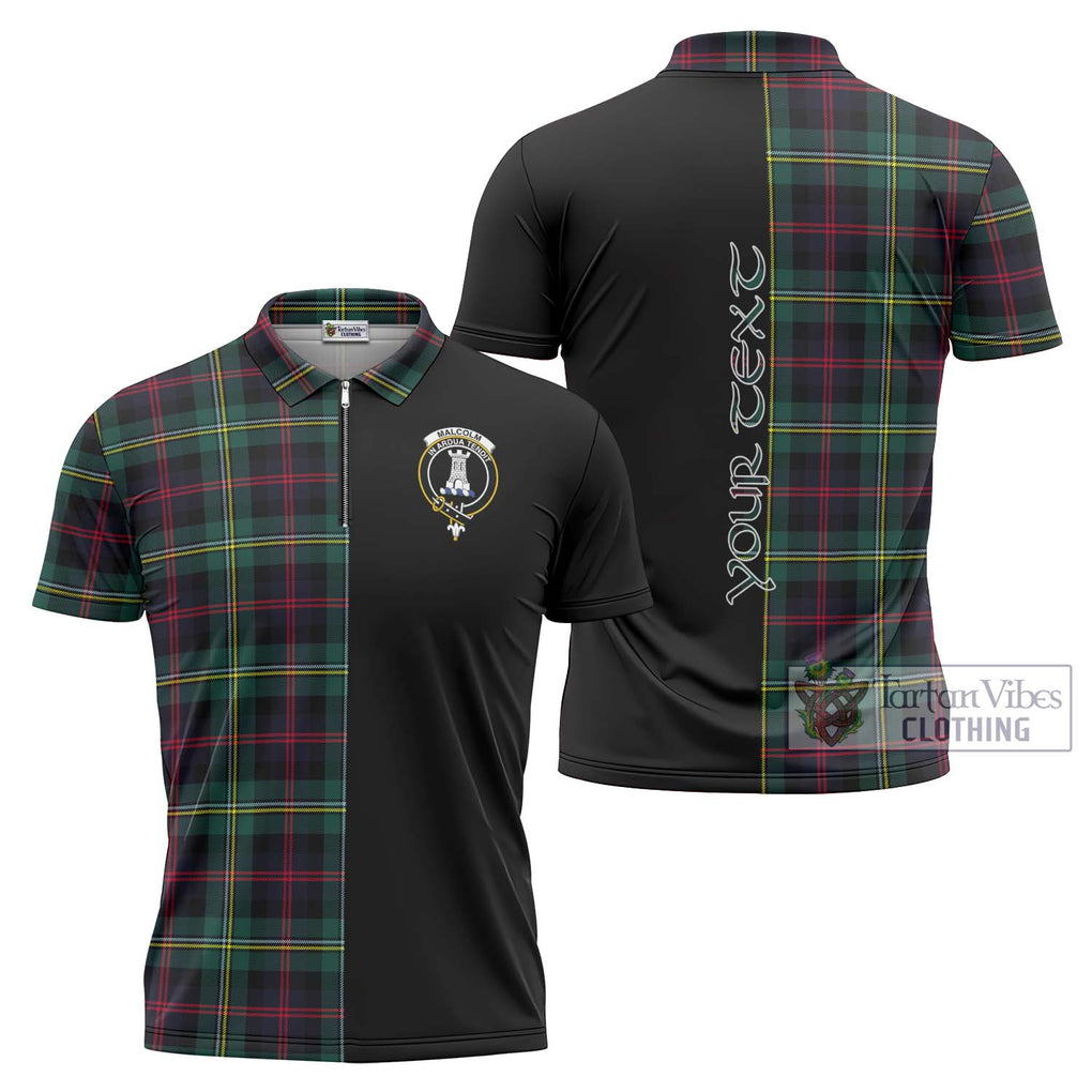 Malcolm Modern Tartan Zipper Polo Shirt with Family Crest and Half Of Me Style Unisex - Tartanvibesclothing Shop