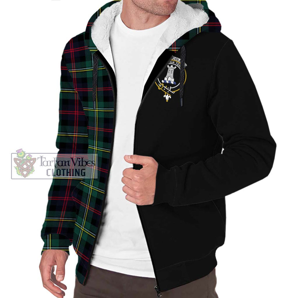 Malcolm Modern Tartan Sherpa Hoodie with Family Crest and Half Of Me Style Unisex S - Tartanvibesclothing Shop