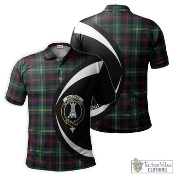 Malcolm Modern Tartan Men's Polo Shirt with Family Crest Circle Style