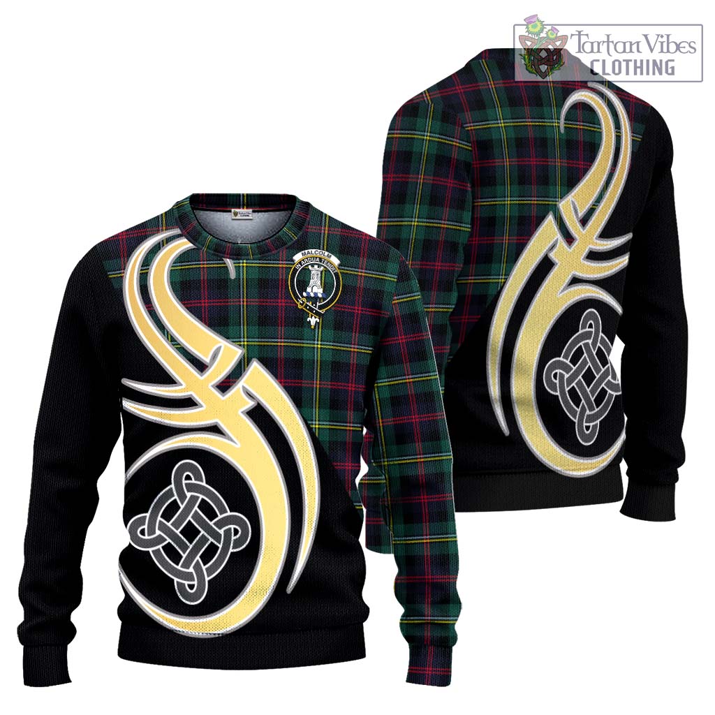 Malcolm Modern Tartan Knitted Sweater with Family Crest and Celtic Symbol Style Unisex - Tartan Vibes Clothing