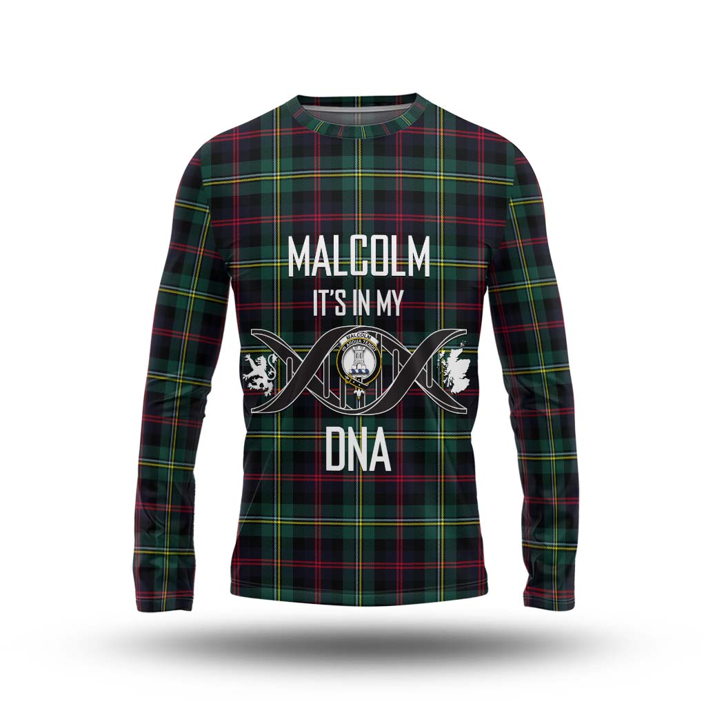 Tartan Vibes Clothing Malcolm Modern Tartan Long Sleeve T-Shirt with Family Crest DNA In Me Style