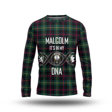 Malcolm Modern Tartan Long Sleeve T-Shirt with Family Crest DNA In Me Style