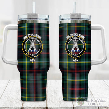 Malcolm Modern Tartan and Family Crest Tumbler with Handle