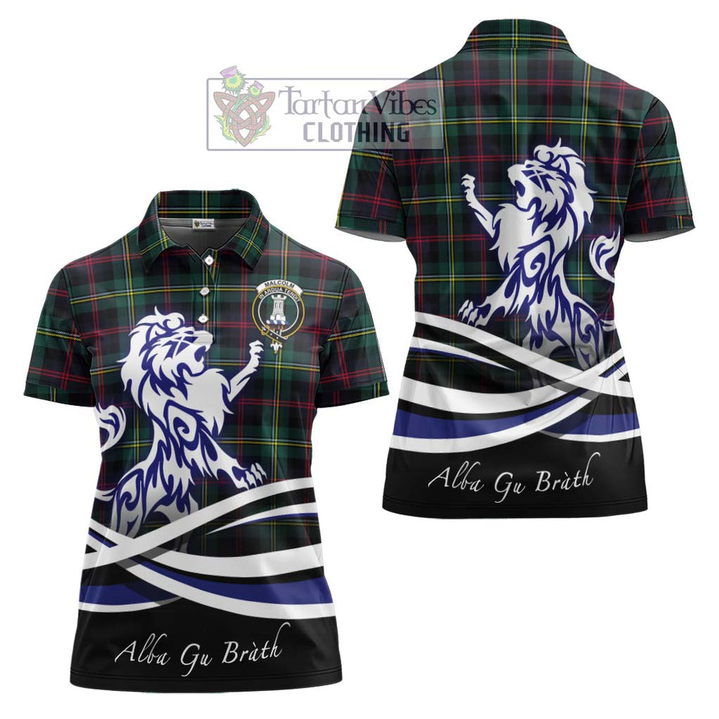 Malcolm Modern Tartan Women's Polo Shirt with Alba Gu Brath Regal Lion Emblem Women - Tartanvibesclothing Shop