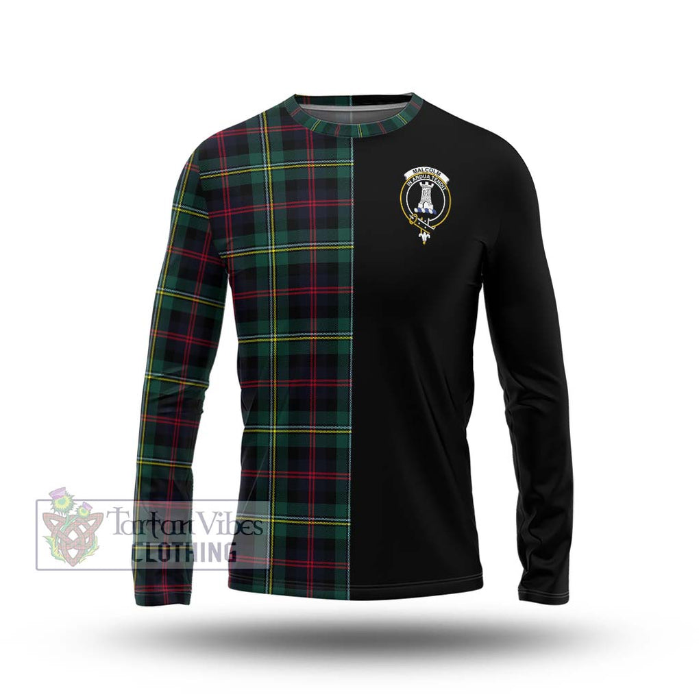 Malcolm Modern Tartan Long Sleeve T-Shirt with Family Crest and Half Of Me Style Unisex - Tartanvibesclothing Shop