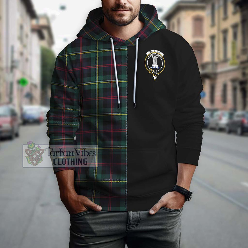 Malcolm Modern Tartan Hoodie with Family Crest and Half Of Me Style Zip Hoodie - Tartanvibesclothing Shop