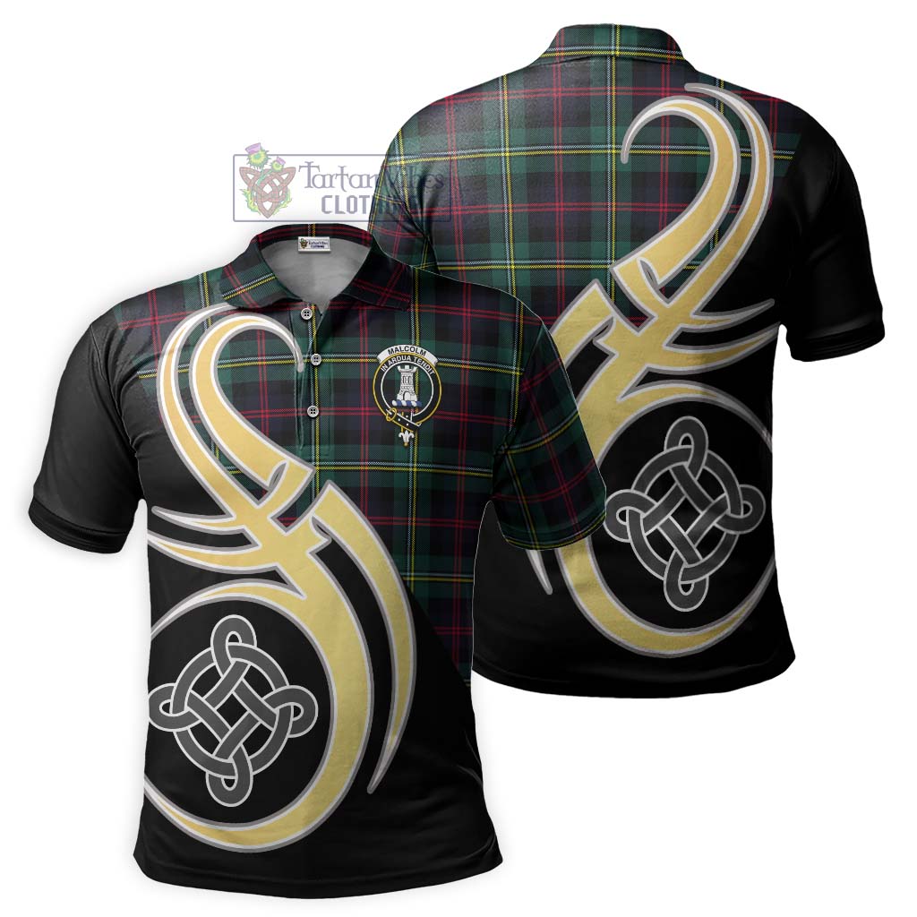Tartan Vibes Clothing Malcolm Modern Tartan Polo Shirt with Family Crest and Celtic Symbol Style