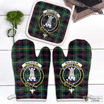 Malcolm Modern Tartan Combo Oven Mitt & Pot-Holder with Family Crest