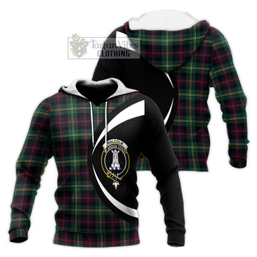 Malcolm Modern Tartan Knitted Hoodie with Family Crest Circle Style