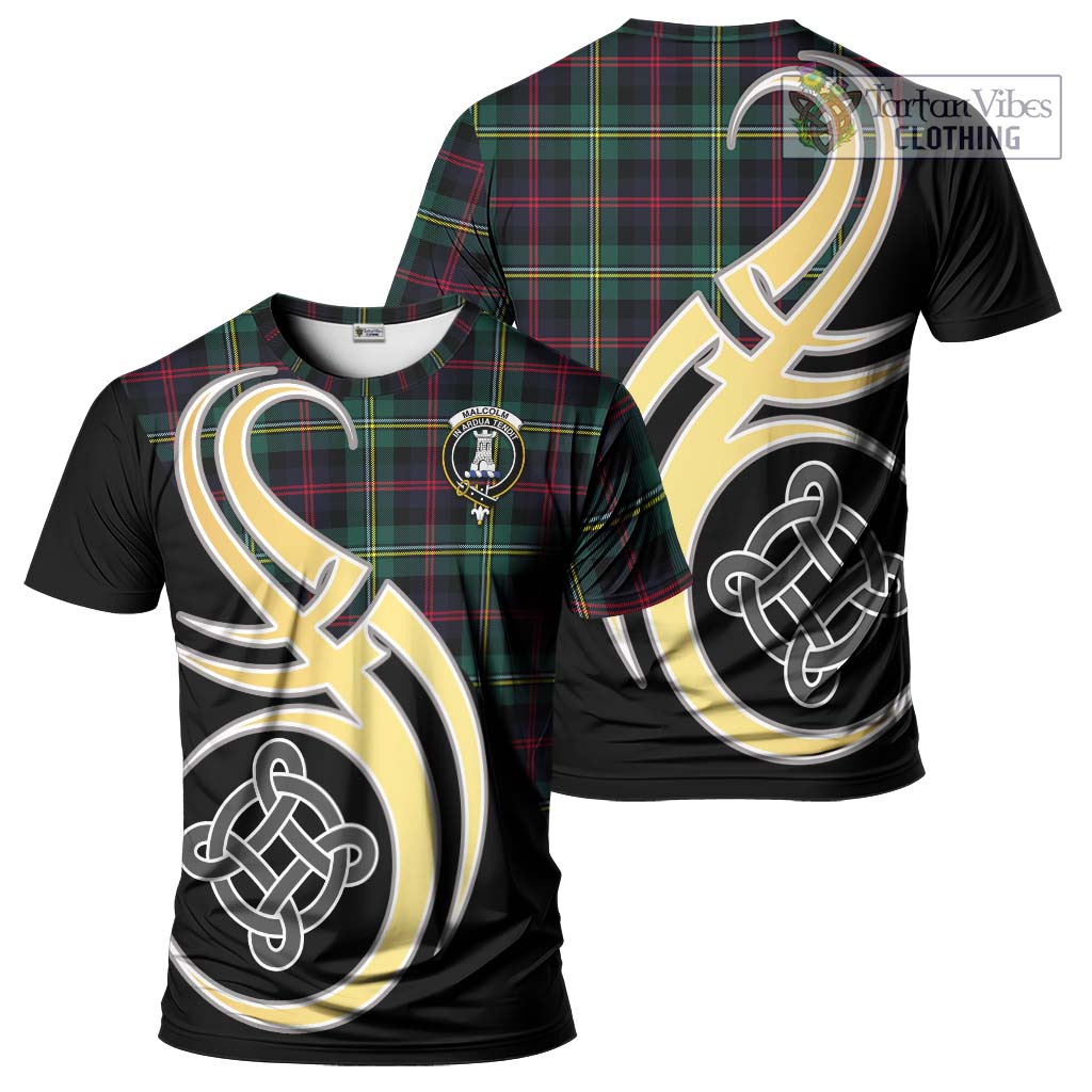 Tartan Vibes Clothing Malcolm Modern Tartan T-Shirt with Family Crest and Celtic Symbol Style