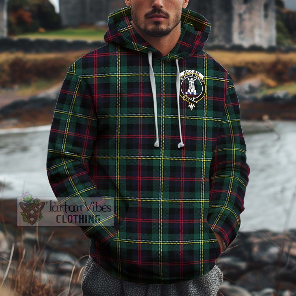 Tartan Vibes Clothing Malcolm Modern Tartan Cotton Hoodie with Family Crest