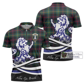 Malcolm Modern Tartan Zipper Polo Shirt with Alba Gu Brath Regal Lion Emblem