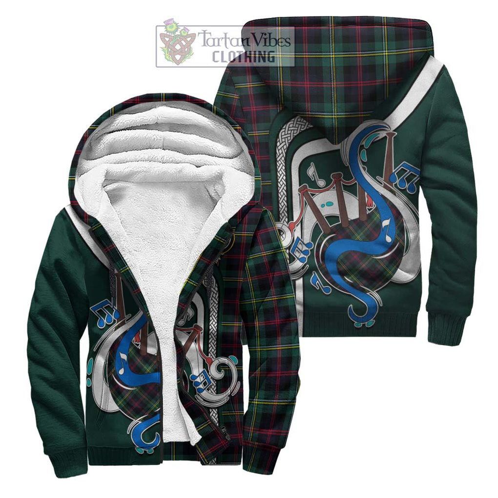 Malcolm Modern Tartan Sherpa Hoodie with Epic Bagpipe Style Unisex S - Tartanvibesclothing Shop