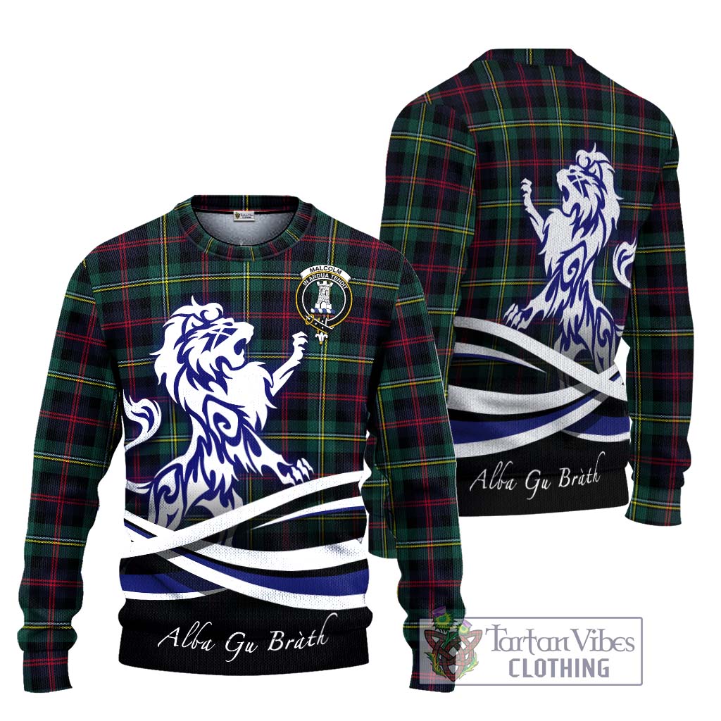 Tartan Vibes Clothing Malcolm Modern Tartan Knitted Sweater with Alba Gu Brath Regal Lion Emblem