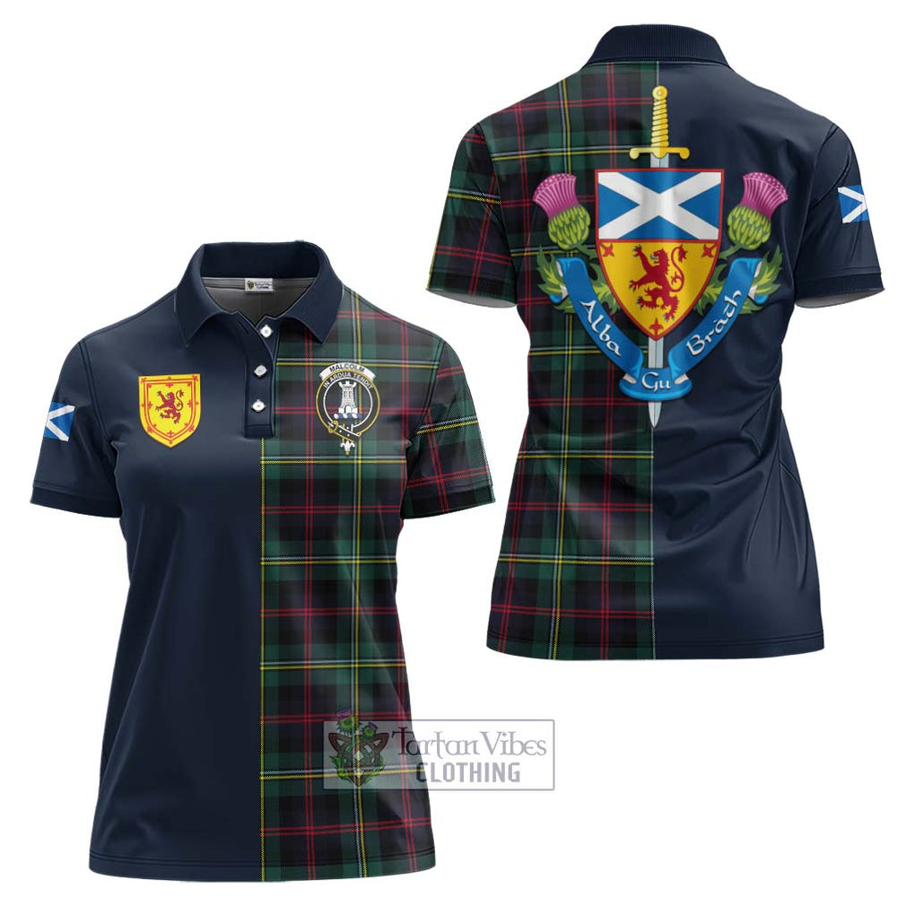 Tartan Vibes Clothing Malcolm Modern Tartan Women's Polo Shirt with Scottish Lion Royal Arm Half Style