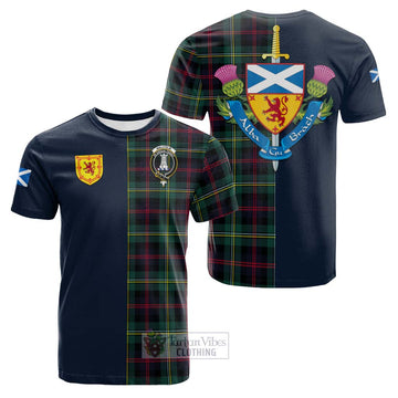 Malcolm Modern Tartan Cotton T-shirt with Scottish Lion Royal Arm Half Style