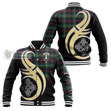 Malcolm Modern Tartan Baseball Jacket with Family Crest and Celtic Symbol Style