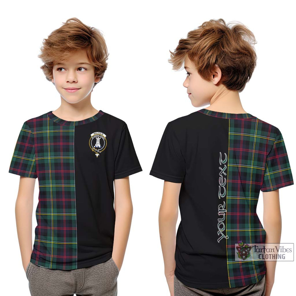 Malcolm Modern Tartan Kid T-Shirt with Family Crest and Half Of Me Style Youth XL Size14 - Tartanvibesclothing Shop