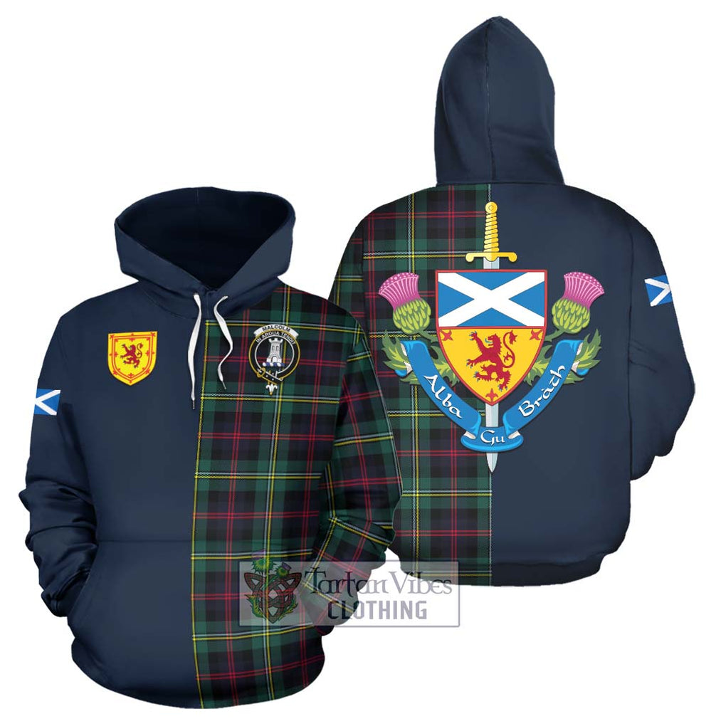 Tartan Vibes Clothing Malcolm Modern Tartan Hoodie with Scottish Lion Royal Arm Half Style