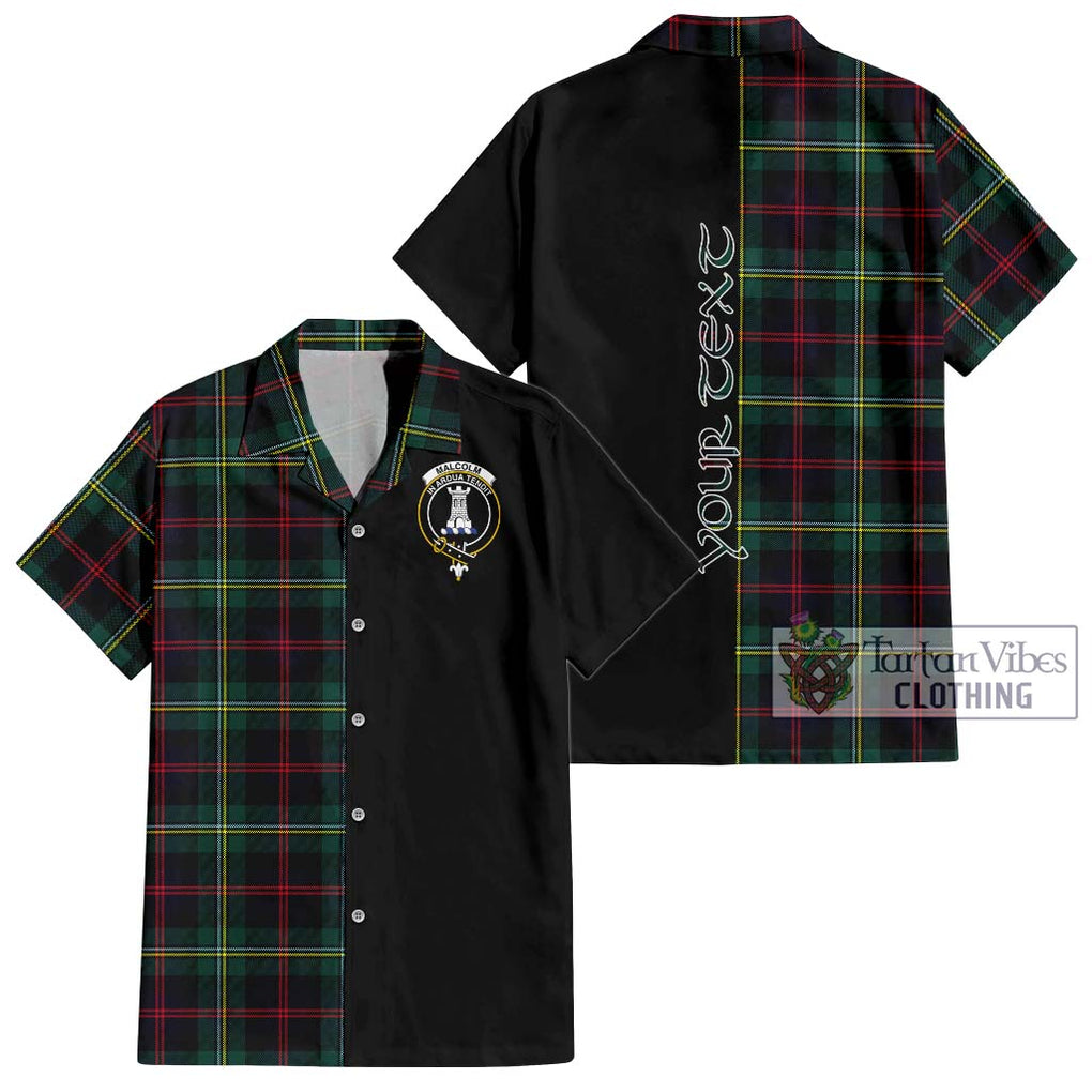 Malcolm Modern Tartan Short Sleeve Button Shirt with Family Crest and Half Of Me Style Kid - Tartanvibesclothing Shop