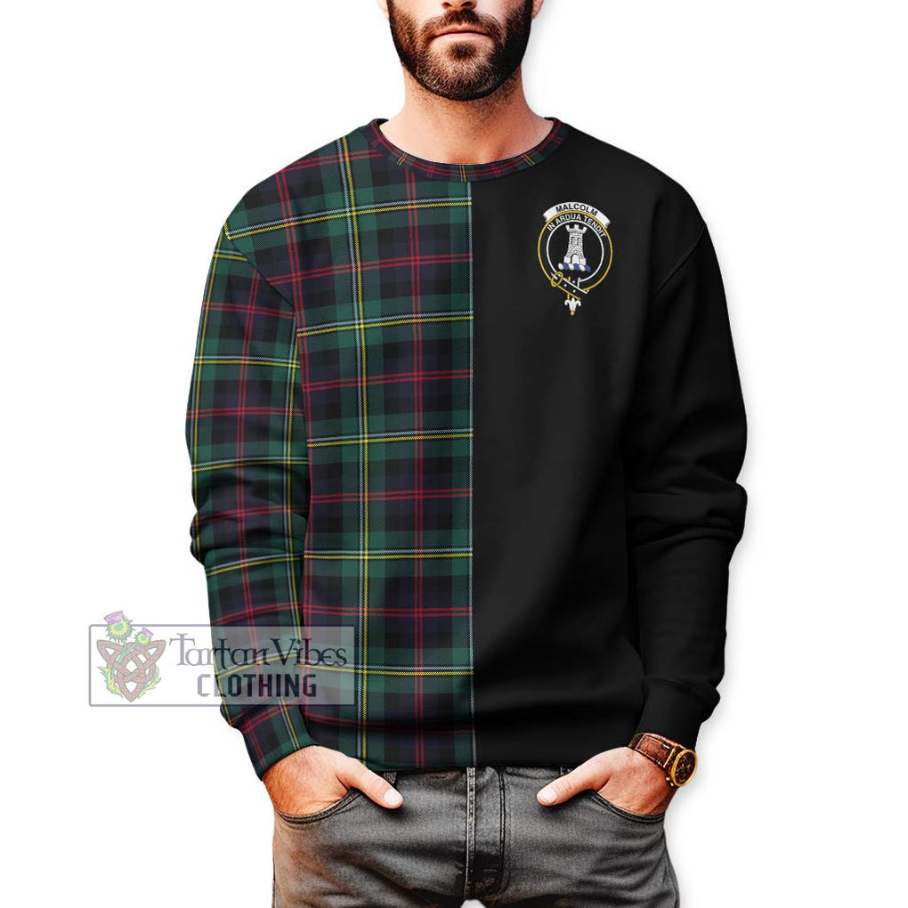 Malcolm Modern Tartan Sweatshirt with Family Crest and Half Of Me Style Unisex - Tartanvibesclothing Shop