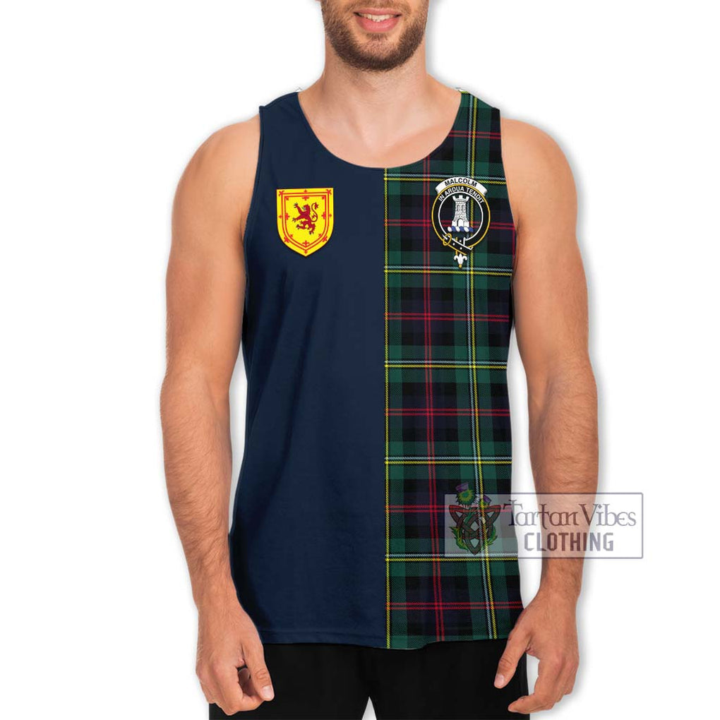 Tartan Vibes Clothing Malcolm Modern Tartan Men's Tank Top with Scottish Lion Royal Arm Half Style