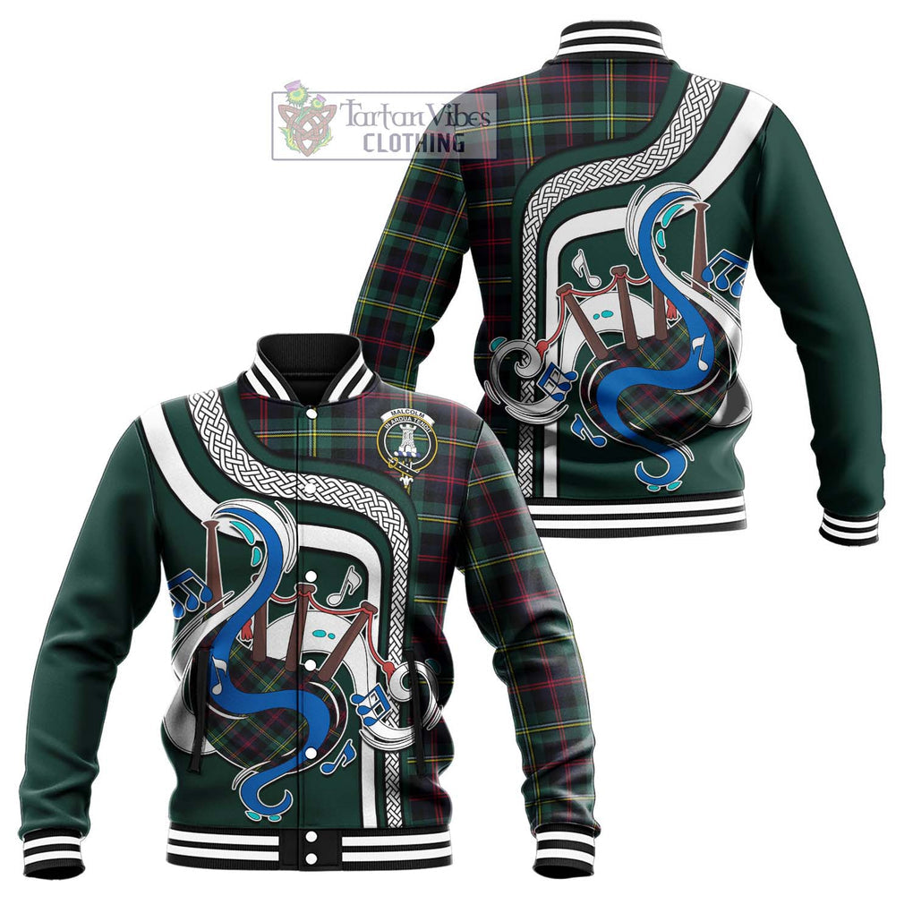 Tartan Vibes Clothing Malcolm Modern Tartan Baseball Jacket with Epic Bagpipe Style