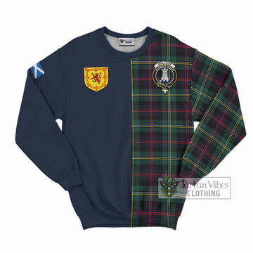 Malcolm Modern Tartan Sweatshirt Alba with Scottish Lion Royal Arm Half Style