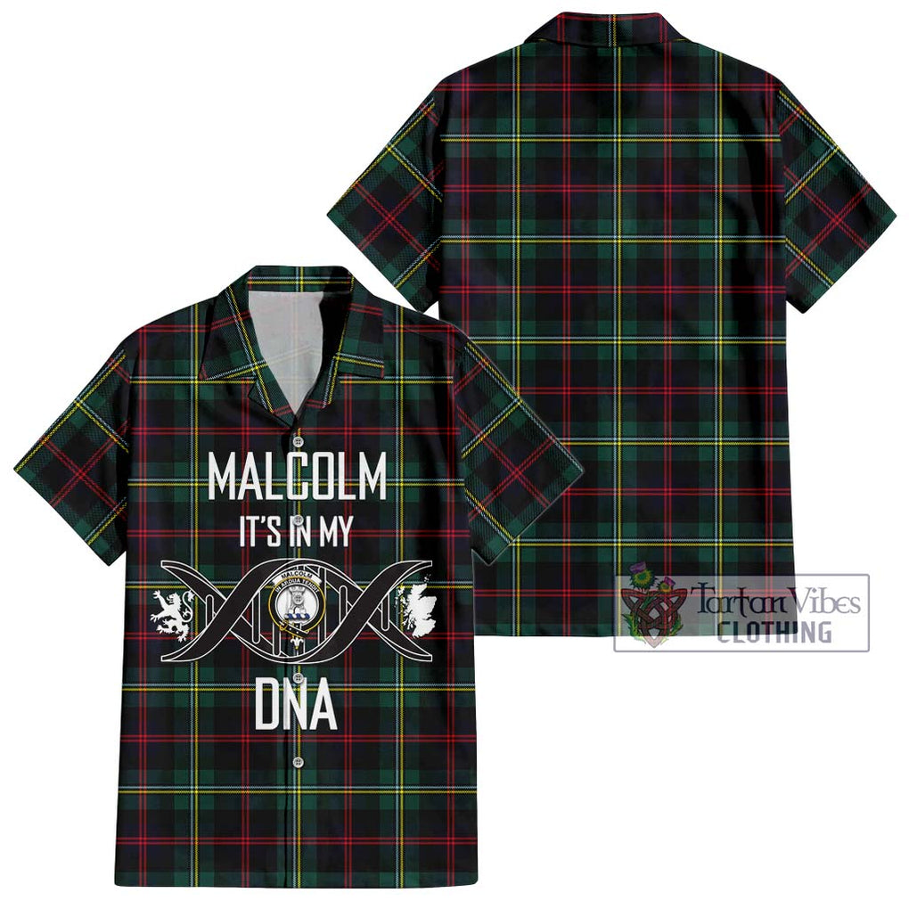 Malcolm Modern Tartan Short Sleeve Button Shirt with Family Crest DNA In Me Style Kid - Tartanvibesclothing Shop