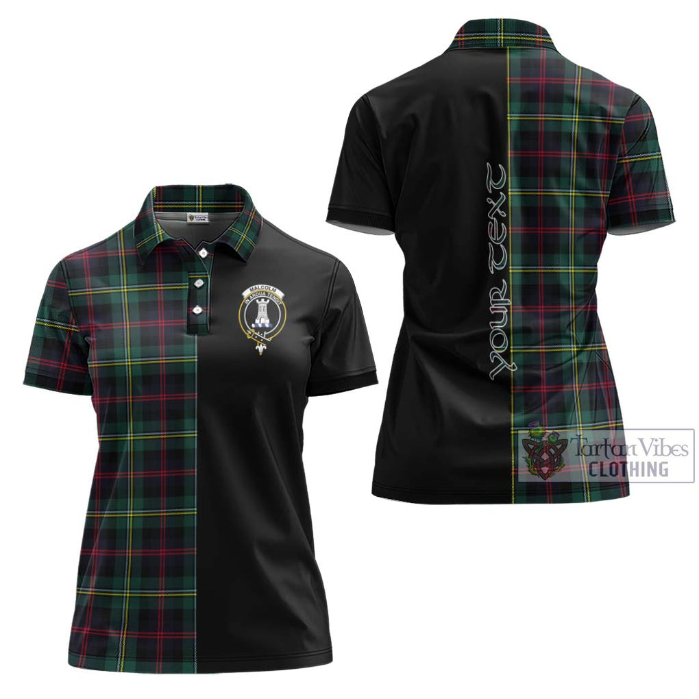 Malcolm Modern Tartan Women's Polo Shirt with Family Crest and Half Of Me Style Women - Tartanvibesclothing Shop