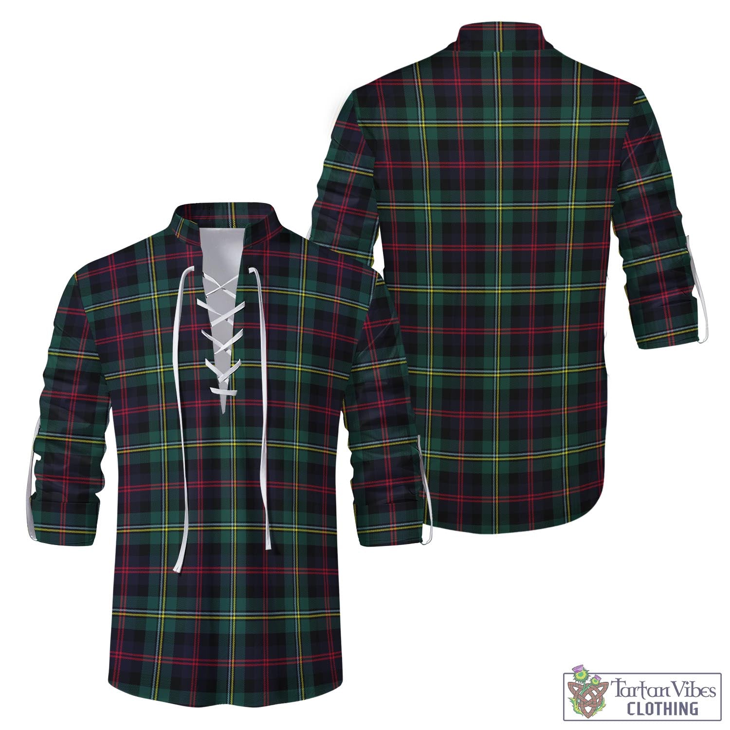 Tartan Vibes Clothing Malcolm Modern Tartan Men's Scottish Traditional Jacobite Ghillie Kilt Shirt
