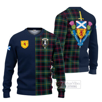 Malcolm Modern Tartan Ugly Sweater with Scottish Lion Royal Arm Half Style