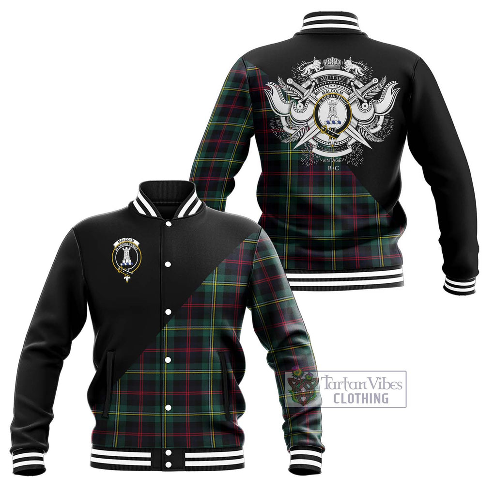 Malcolm Modern Tartan Baseball Jacket with Family Crest and Military Logo Style Unisex - Tartanvibesclothing Shop