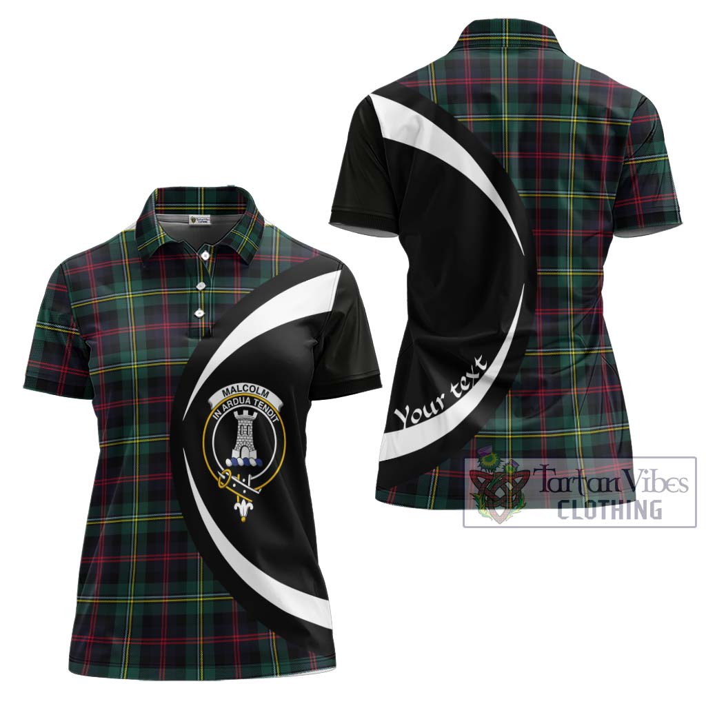 Tartan Vibes Clothing Malcolm Modern Tartan Women's Polo Shirt with Family Crest Circle Style