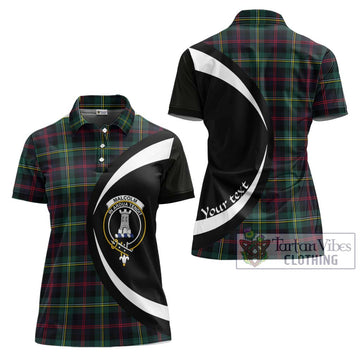 Malcolm Modern Tartan Women's Polo Shirt with Family Crest Circle Style