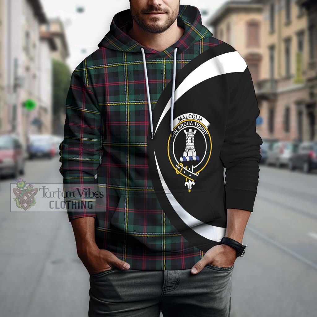 Tartan Vibes Clothing Malcolm Modern Tartan Hoodie with Family Crest Circle Style