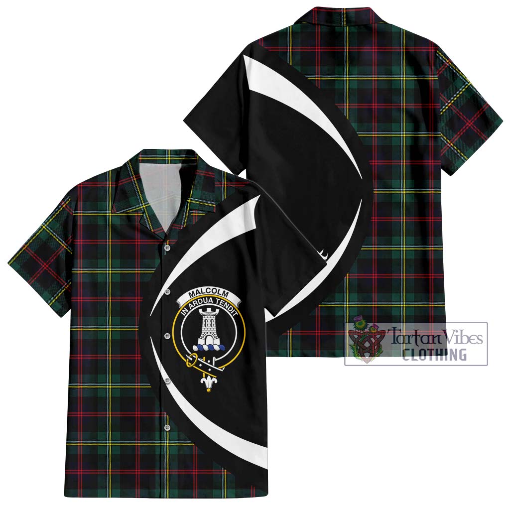 Malcolm Modern Tartan Short Sleeve Button Up with Family Crest Circle Style Kid - Tartan Vibes Clothing